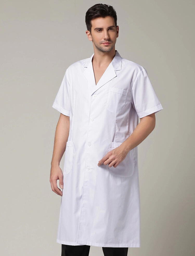 全棉白大褂 夏天短袖医生服 口腔医生工作服 实验室长袖外套 长袍