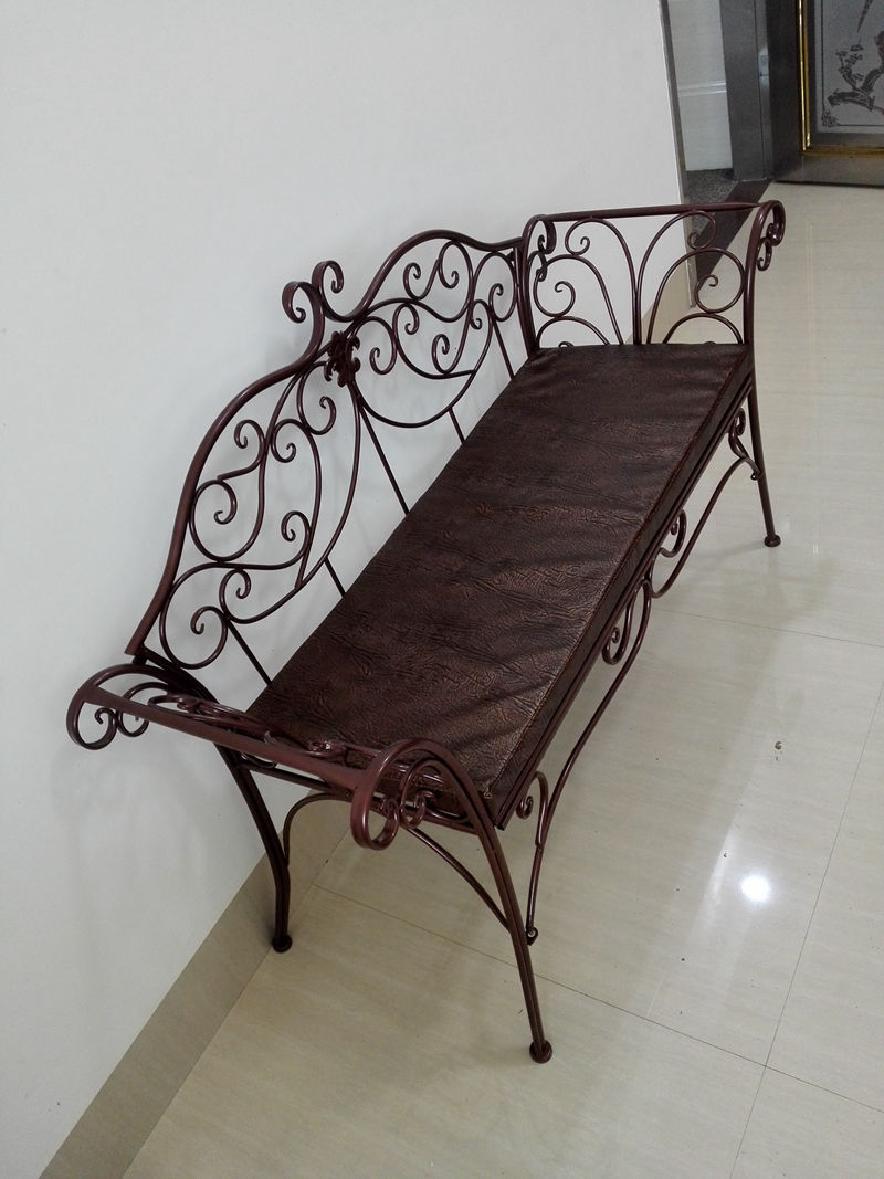 欧式铁艺沙发椅 休闲沙滩铁艺双人椅 公园椅候车排队排椅厂家