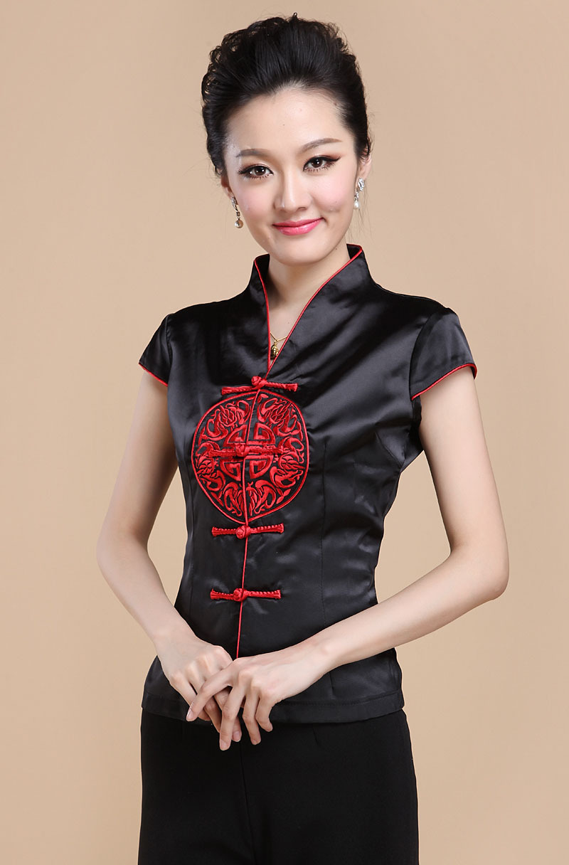 酒店工作服夏装 唐装女士 茶艺师服装 茶楼服务员制服 短袖工作服