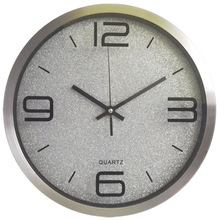 12寸不锈钢挂钟 铝钟 创意时尚客厅挂钟 定制logo出口石英钟表