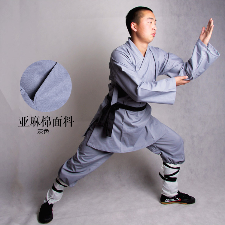 功夫梦僧服 亚麻棉少林武僧服十三棍僧表演服 武服套装亚麻材料