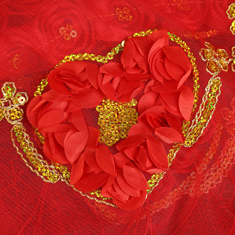 Creative Wedding Veil New Wedding Accessories Chinese Wedding Bride Red Veil Peach Heart Rose Veil Manufacturer