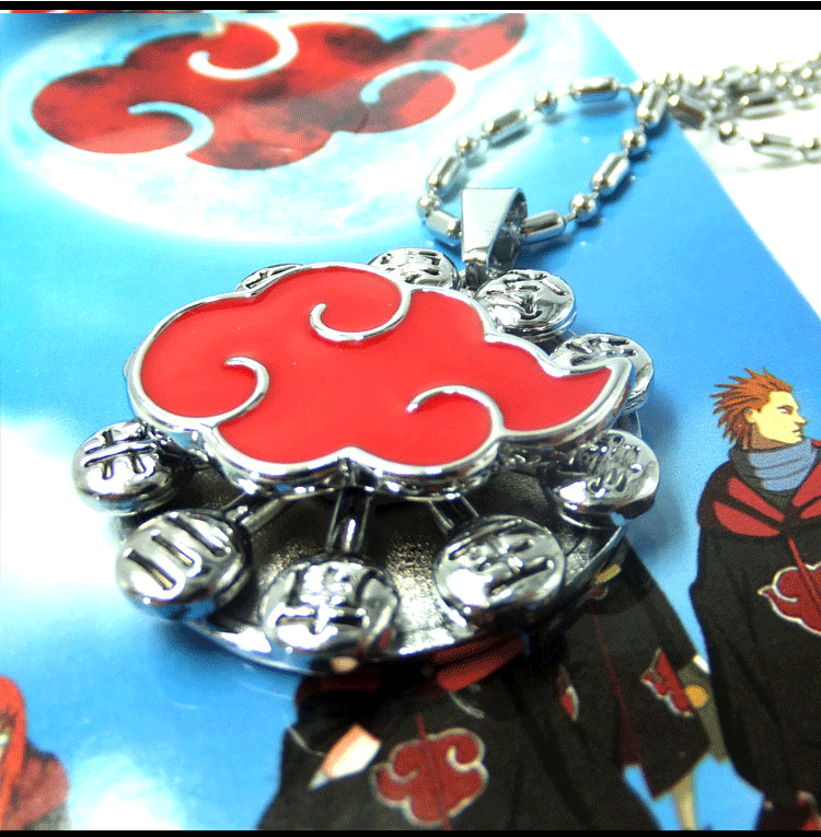 动漫周边钥匙扣火影忍者晓组织红云标志三层可转动项链厂家直销