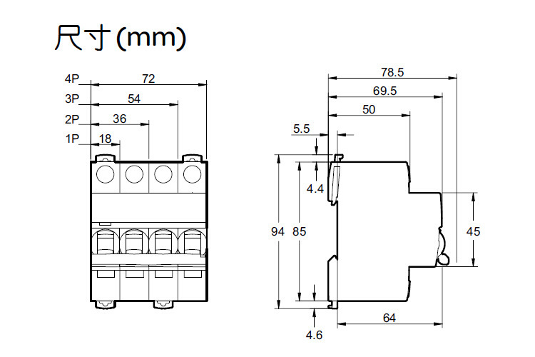 施耐德电气 断路器 空开 acti9 ic65n 1pc6a 空气开关 a9f18106
