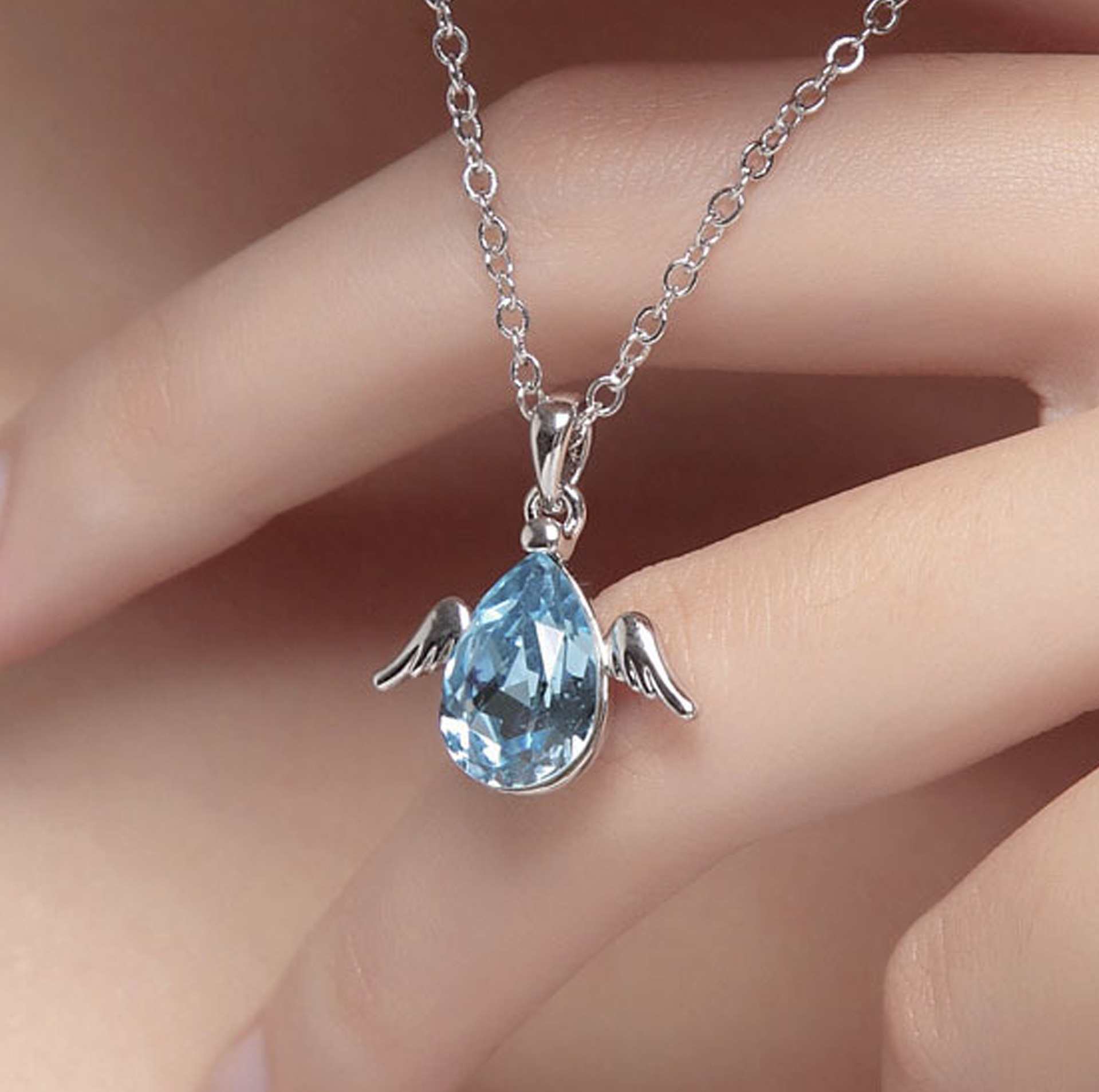 小天使翅膀水晶项链水晶吊坠 韩国进口饰品批发 厂家直销