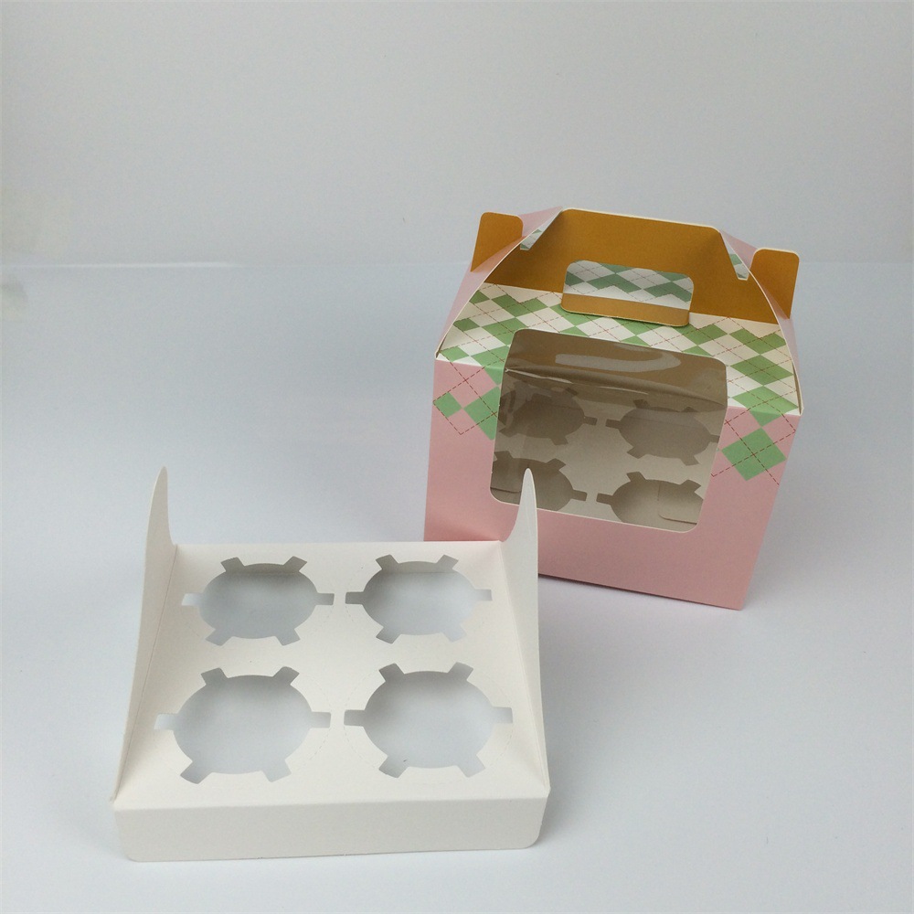 厂家定做批发手提烘焙蛋糕包装盒马芬杯甜点包装配底托