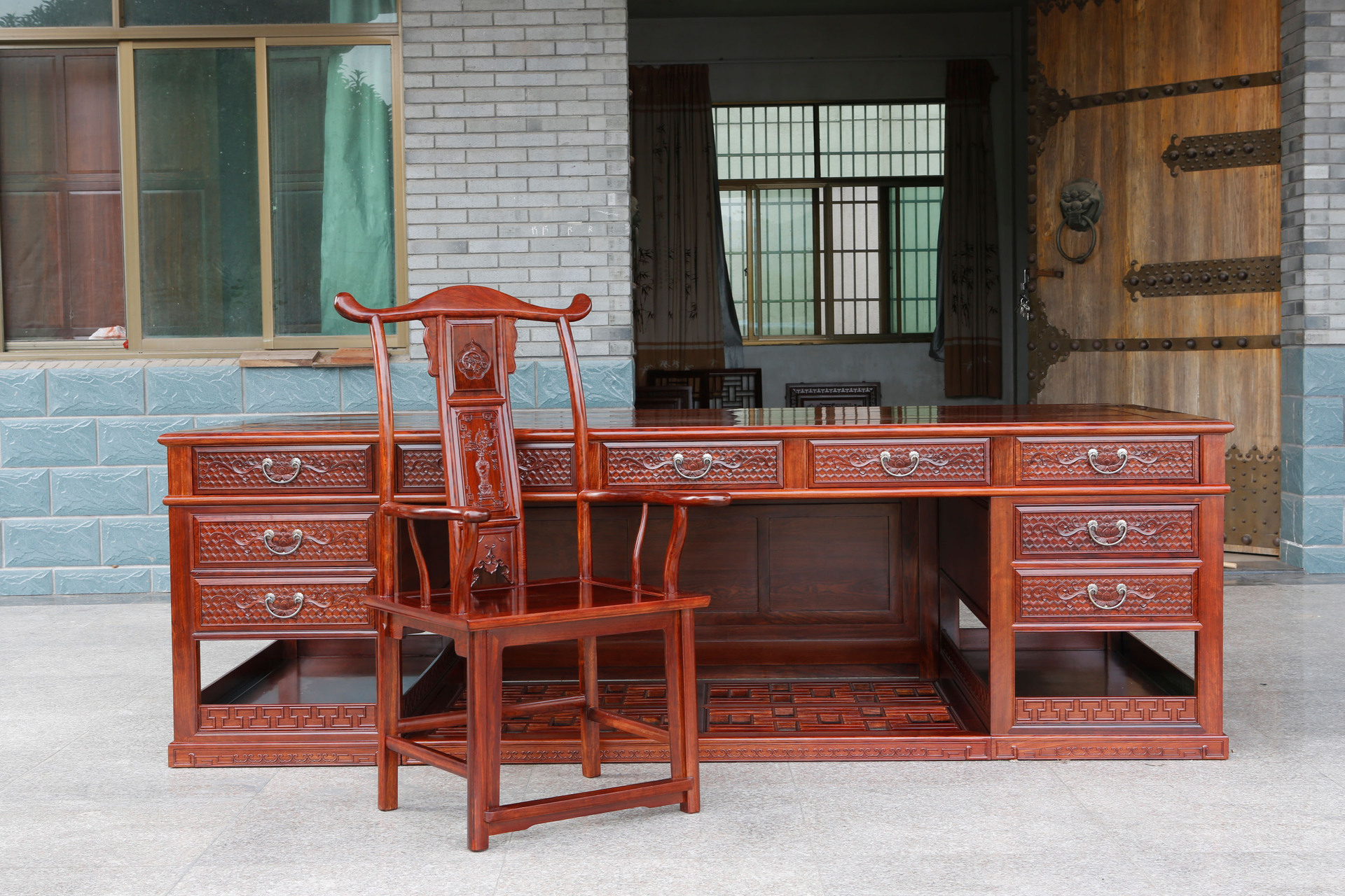 南美酸枝写字台 红木书桌 大班台 仿古书桌 红木明式书房家具