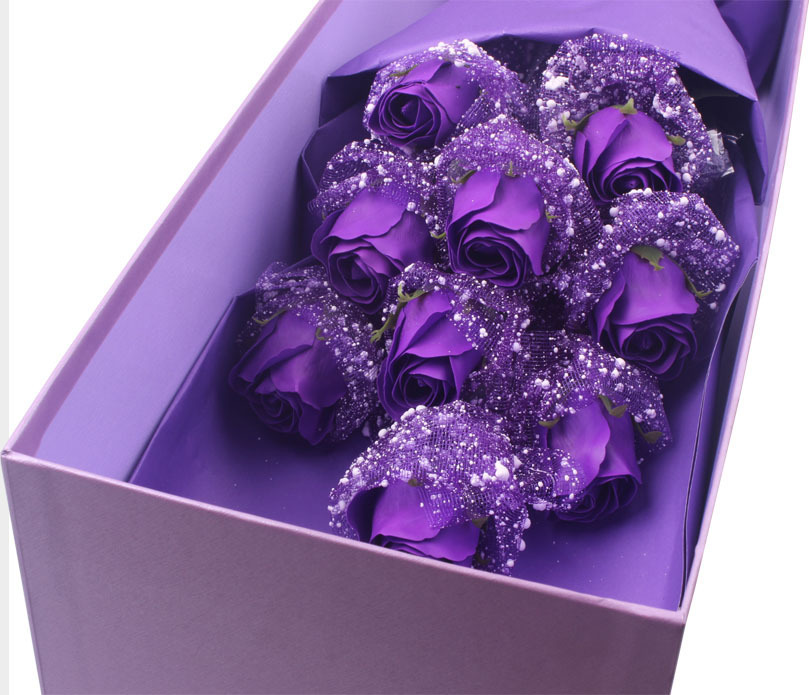一件代发19朵情人节玫瑰花手捧花束配高档礼盒香皂花邓超同款定制