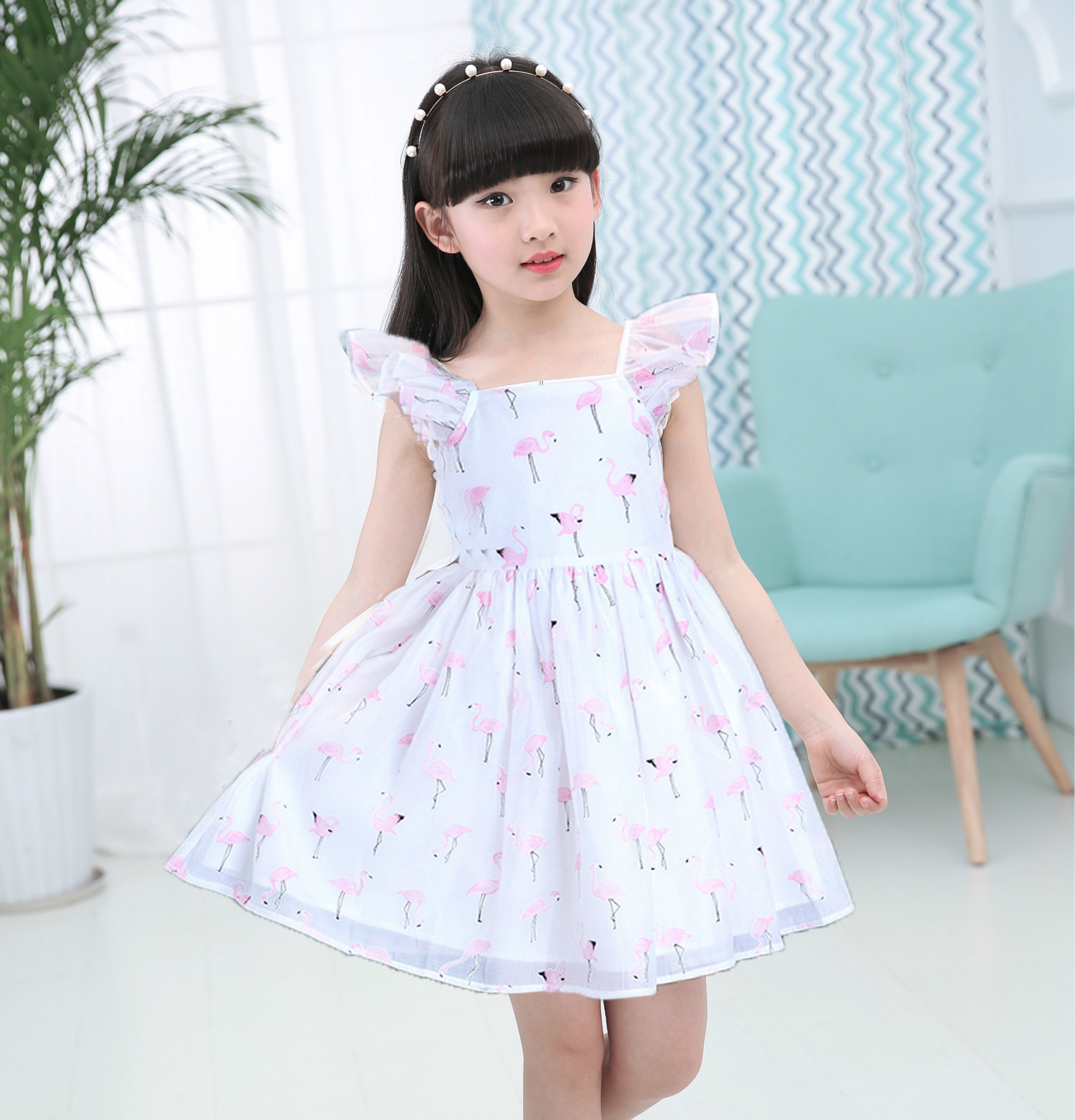 夏款童裙 女童韩版小飞袖连衣裙 儿童印花公主裙子厂家一件代发