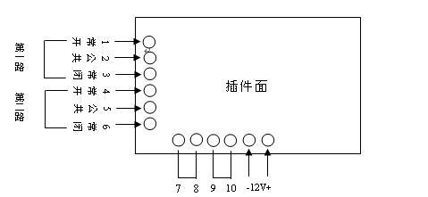 晾衣架电机正反转控制器 43 产品展示图: -/ 为12v电源输入端;接线