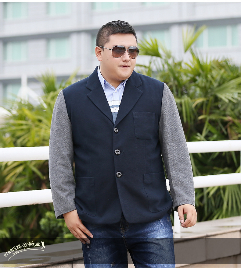 毕蒙秋冬大码英伦风休闲西装加肥加大潮胖子时尚西服肥佬宽松外套