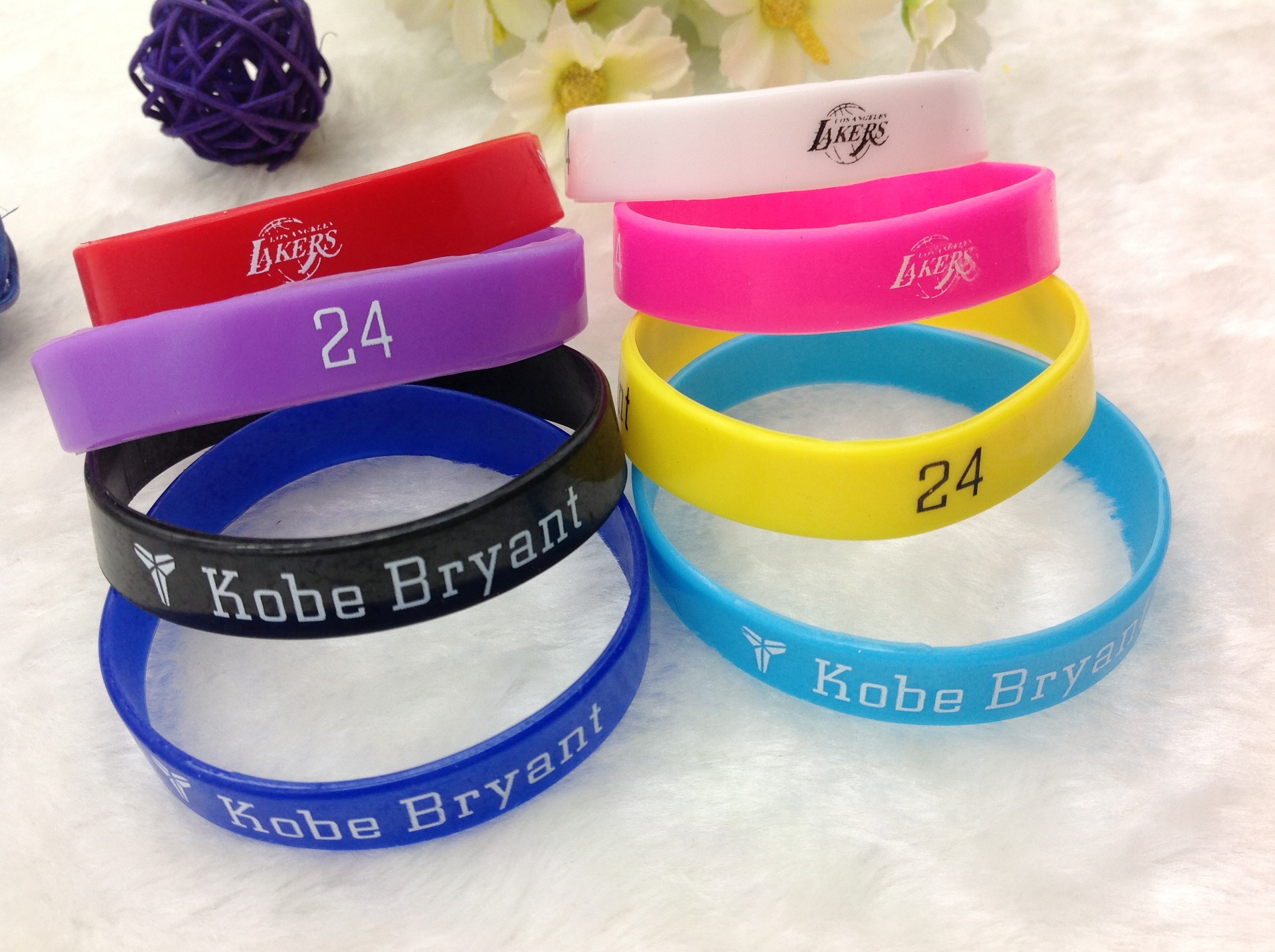湖人队科比24号篮球运动手环 nba硅胶手环手带批发订做