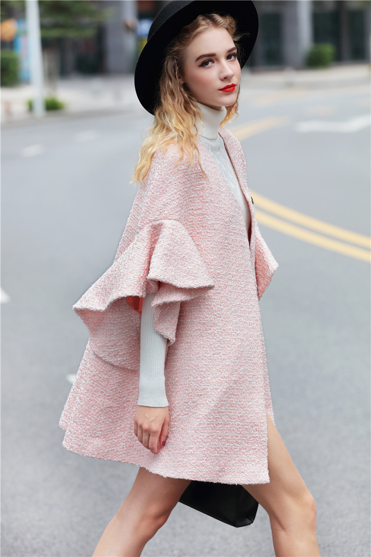 实拍秋冬韩版女款时尚修身百搭喇叭袖九分袖