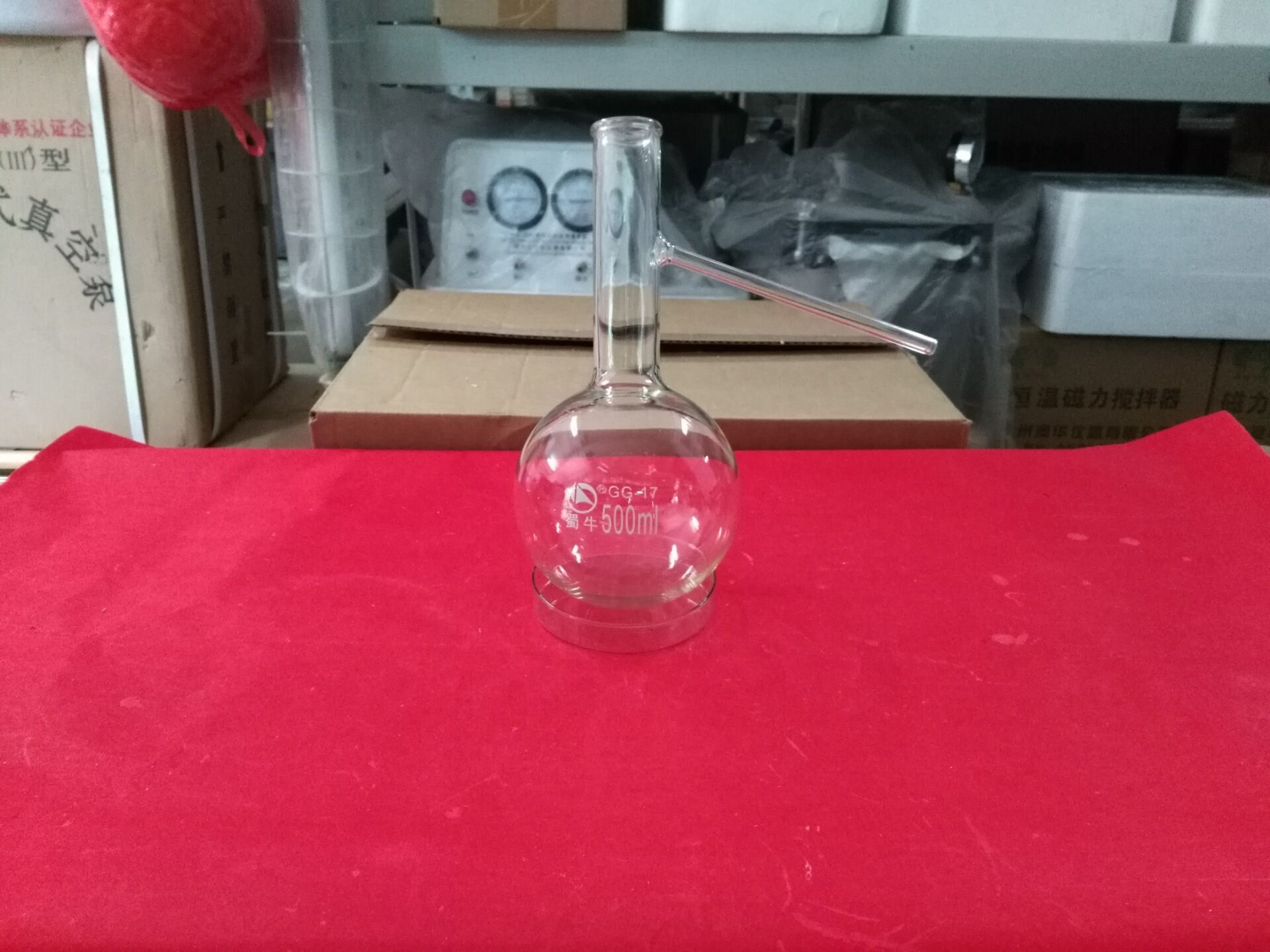 蜀牛牌 优质蒸馏烧瓶 圆底烧瓶 具支口玻璃烧瓶500ml