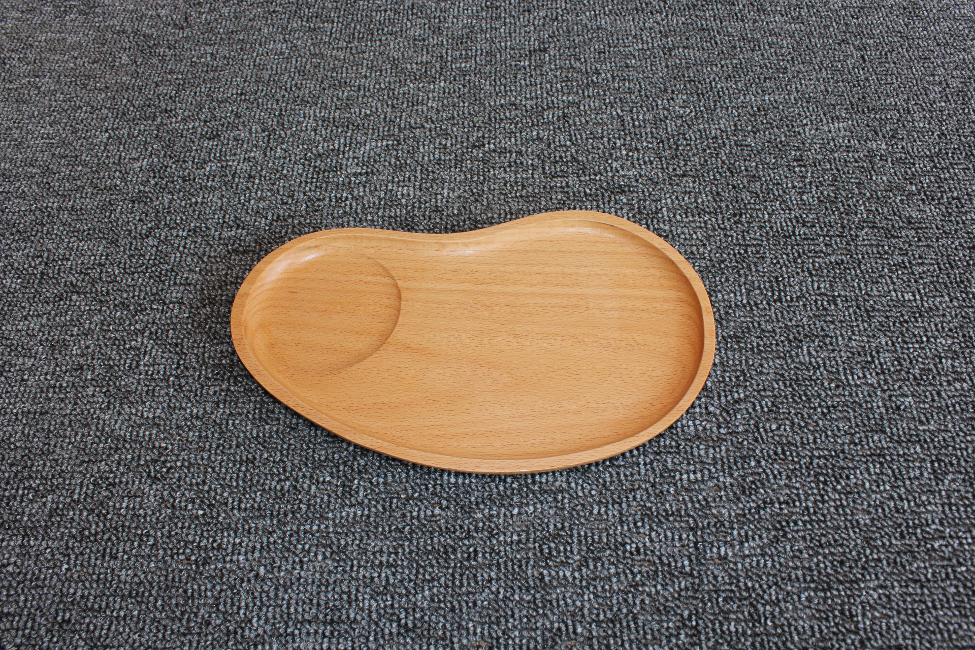 实木木盘子 腰形椭圆分格托盘餐盘 橡胶木果盘木质带碗槽点心盘