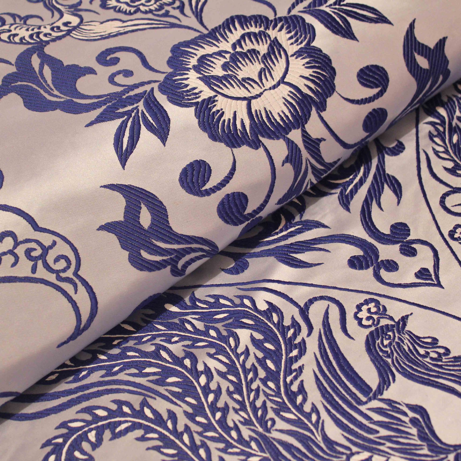 云锦青花瓷大凤旗袍面料唐装布料高档包装面料织锦缎布料丝绸特价