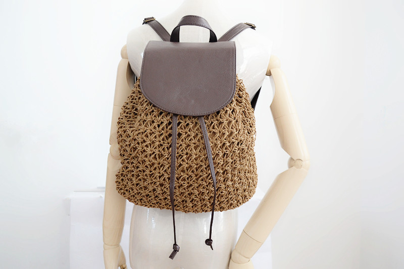 厂家直销草编包新款 书包 夏季双肩包 学生 旅游郊游钩针包