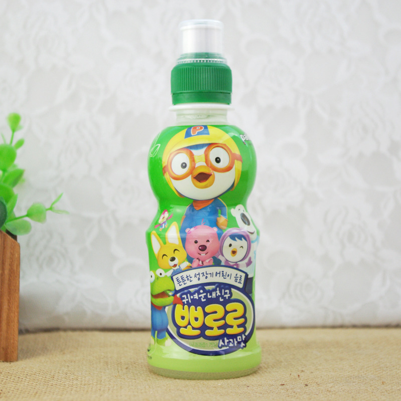 韩国进口果味饮料 波乐乐儿童卡通牛奶饮料235ml*24瓶/箱