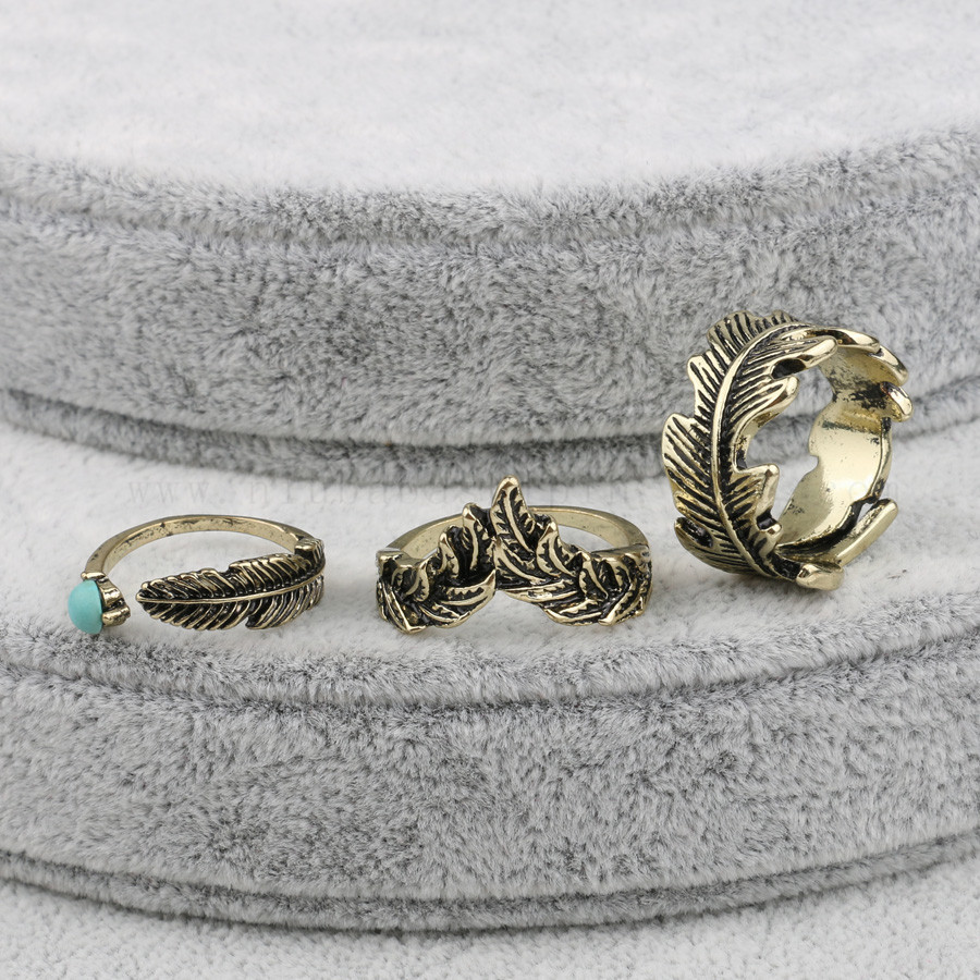 3件套复古戒指高品质绿松石迷笛戒指新款欧美热销小饰品