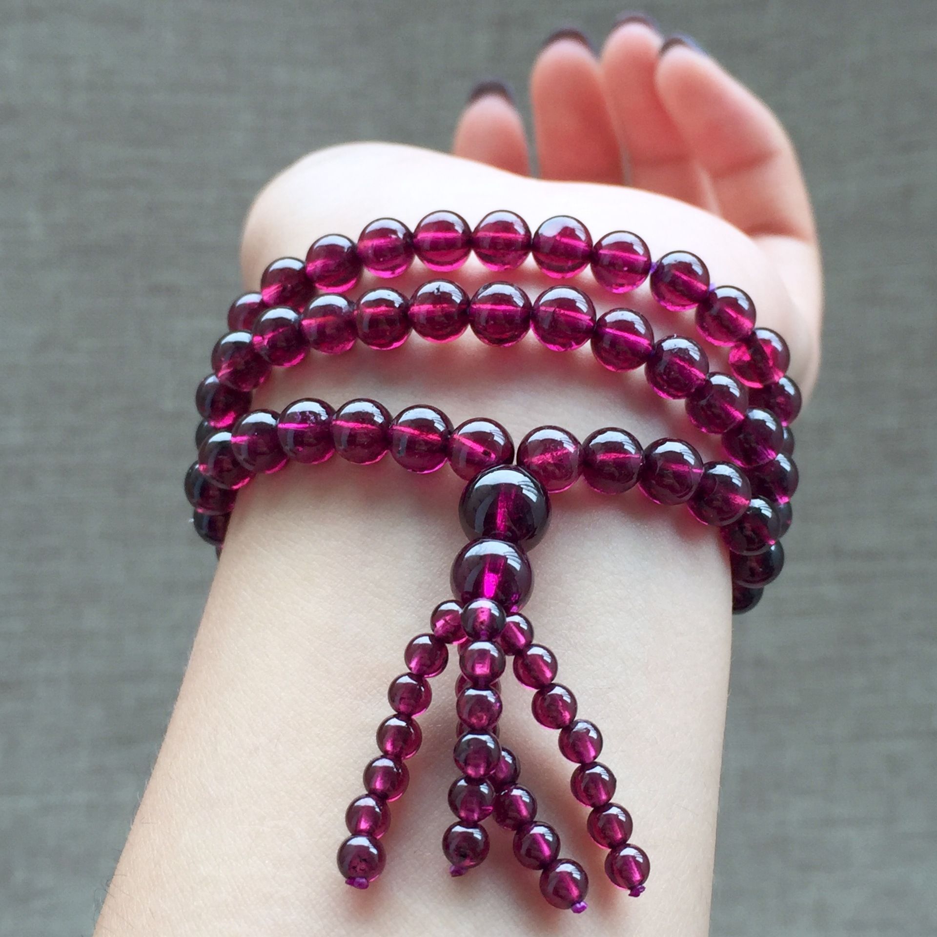 紫牙乌石榴石手串佛珠 手链多圈宗教 天然6a紫牙乌 巴西紫