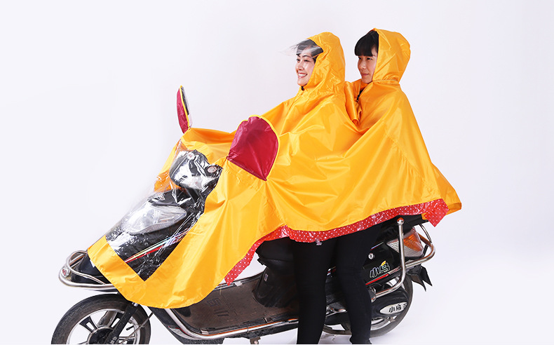 厂家直销 奋进双人雨衣 牛津布双人雨披带充气边加硬帽檐批发