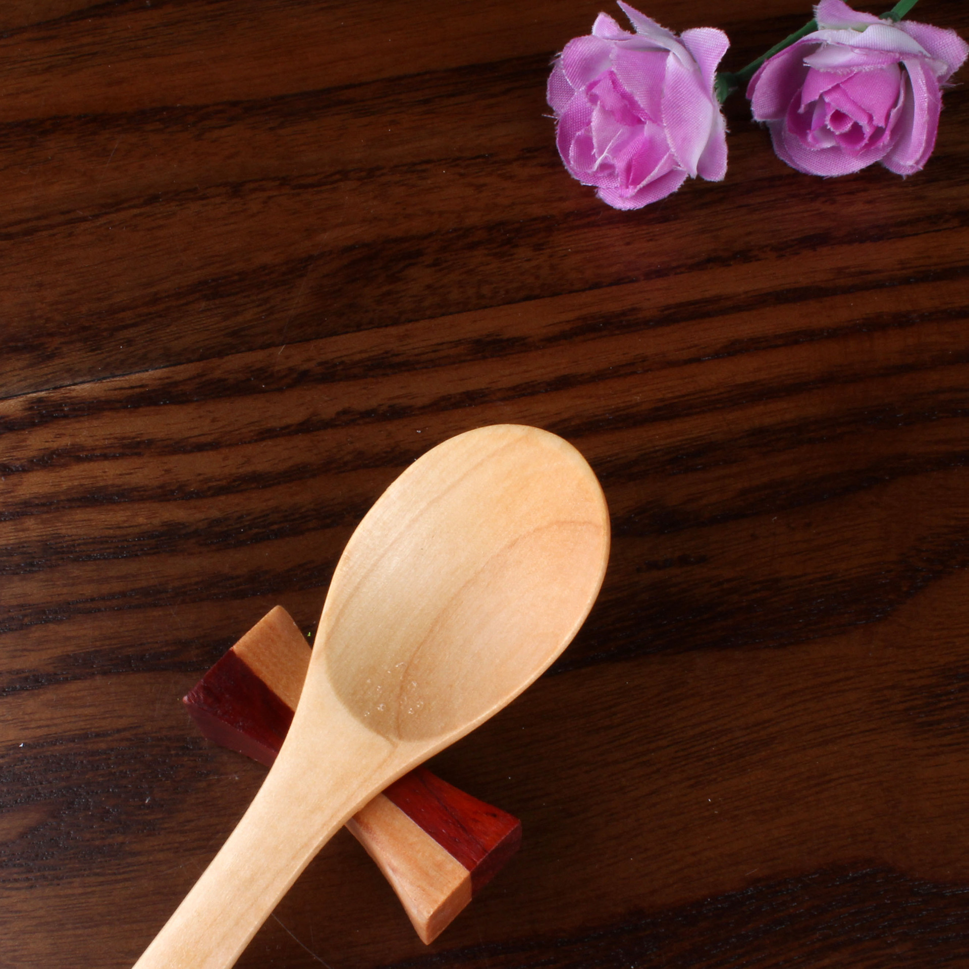 现货批发 大中小号圆口汤勺木勺盐勺调味勺餐具 六只装可单只批发