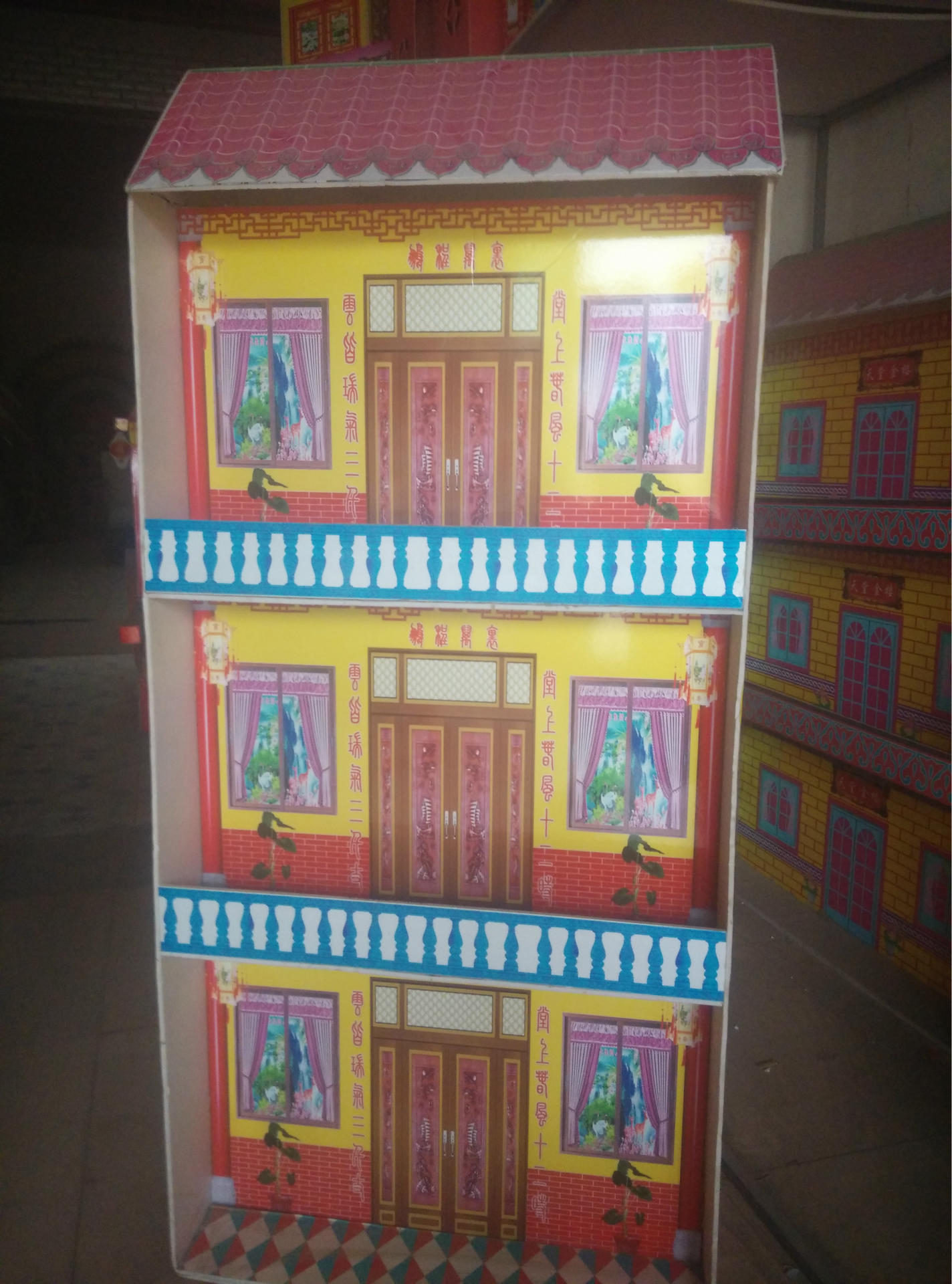 大量供应彩色覆膜 天堂别墅 泡沫纸活纸扎批发 铭聚殡葬用品批发