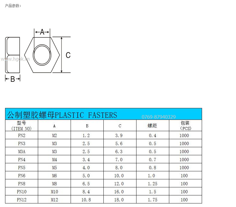 5/m3/m4/m5m6/m8尼龙螺母 螺母 pc螺母