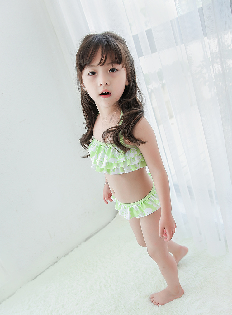 创意儿童泳衣女童幼儿小中童宝宝女孩彩色花朵蛋糕可爱分体泳装