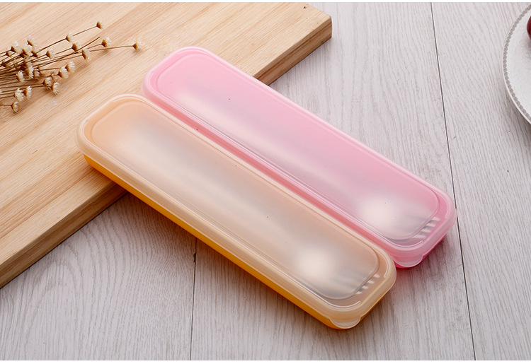 创意便携翻盖式透明塑料筷子盒 餐具盒 学生儿童筷勺叉礼品包装盒