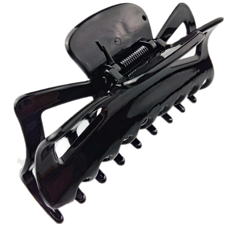 Korean Style Plastic Abs Large Hair Claw European and American Favorite Beach Shark Barrettes Black in Stock Factory Direct Supply Wholesale