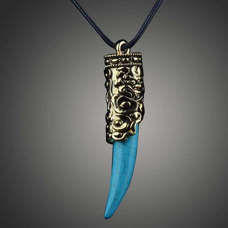 欧美复古外贸饰品批发 时尚波西米亚绿松石摸金符项链 民族风项饰