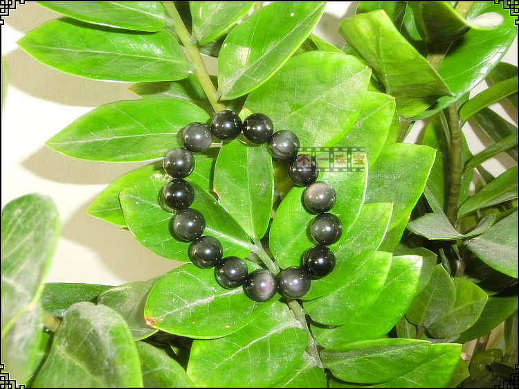 厂家直销 天然彩虹眼黑曜石单圈手链 6a黑曜男女石时尚手串