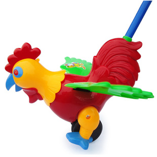 热销推拉公鸡手推拉玩具儿童学步儿童玩具地摊热卖混批