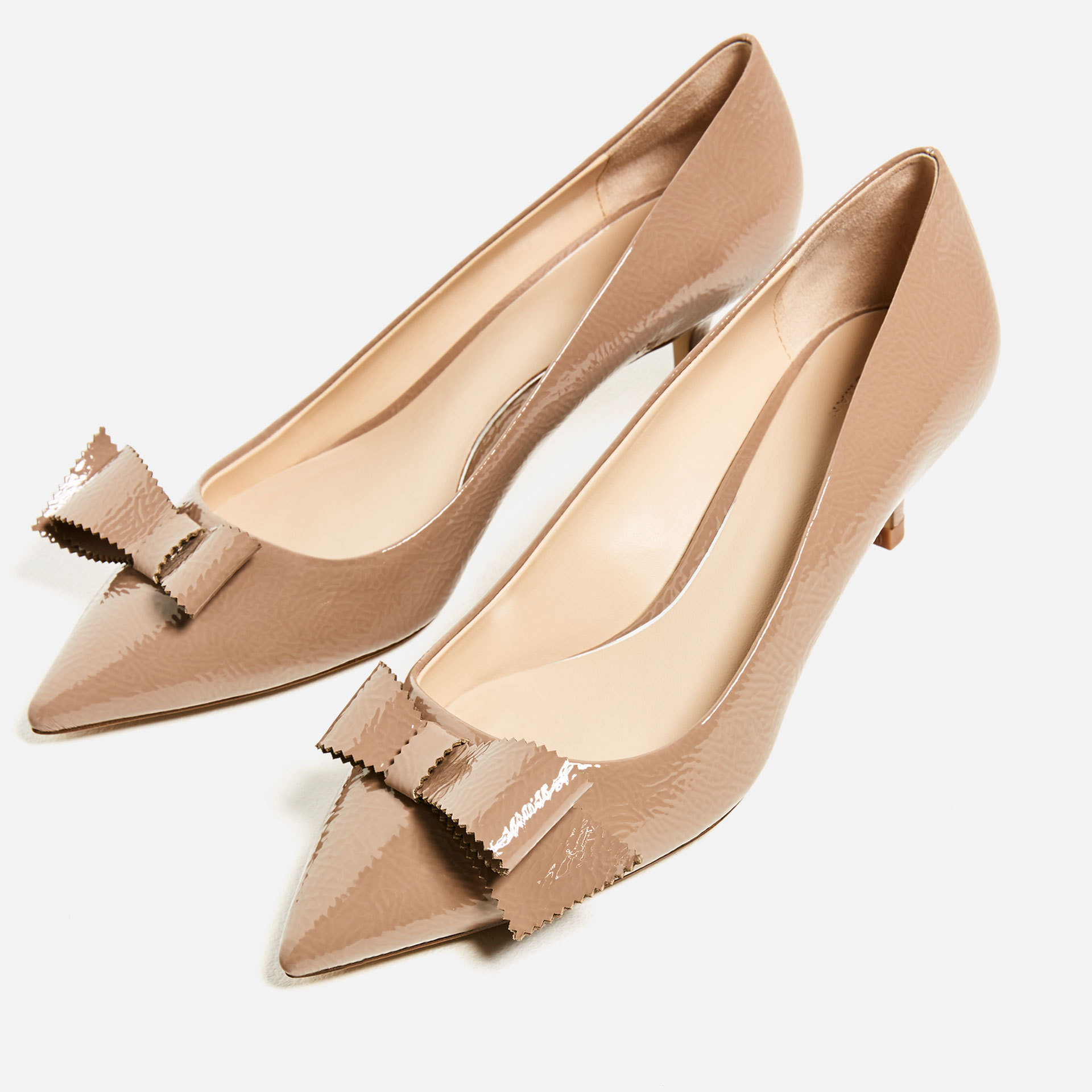 2016秋季新品zara尖头蝴蝶结细跟低