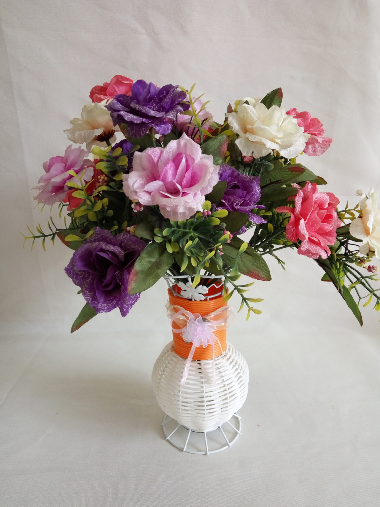 广西博白编织工艺品铁艺花瓶家具饰品手工藤编大肚菊花口