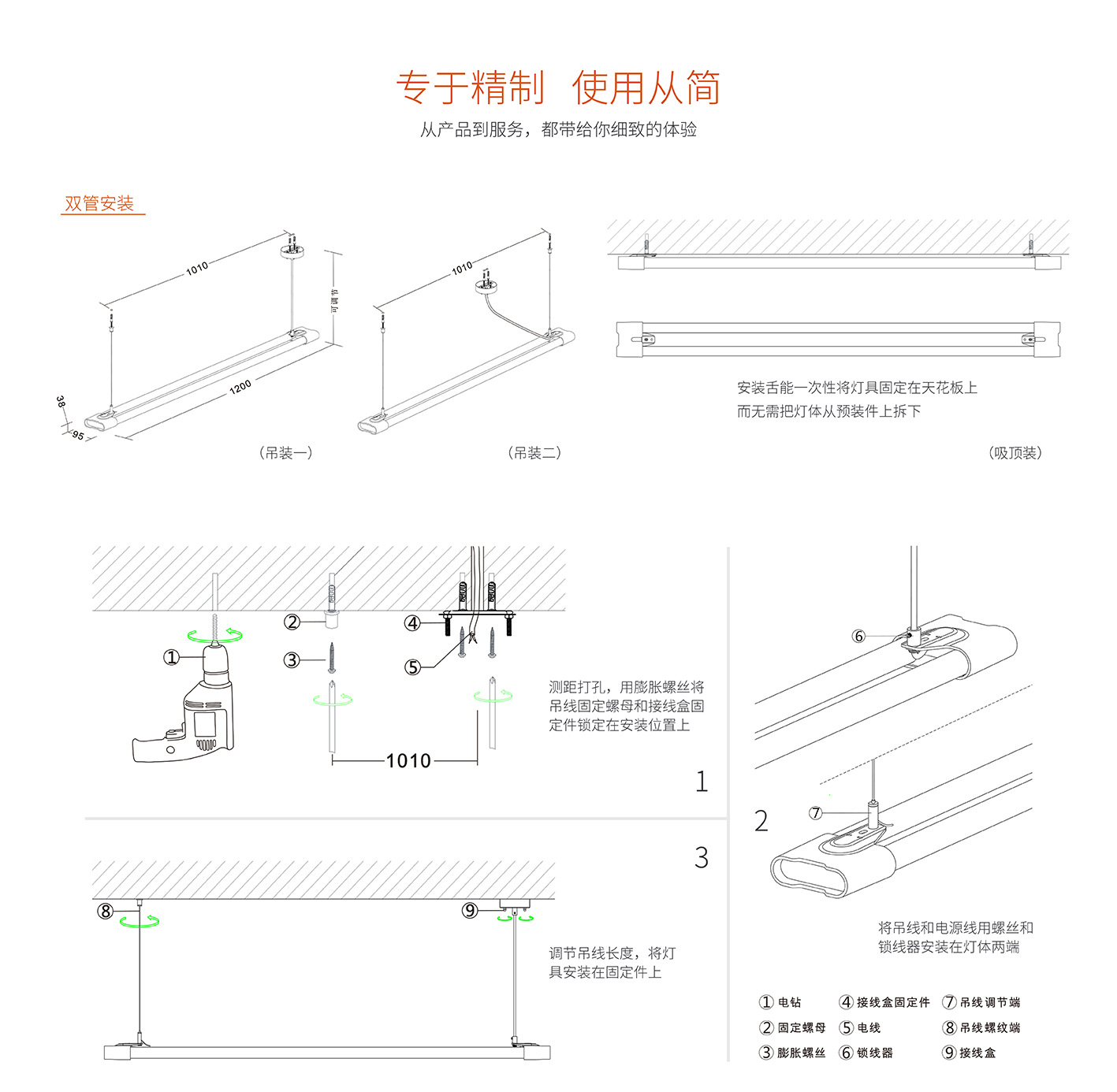 莹亮照明新款led日光灯灯吊装吸顶办公室学校超市停车场改造.