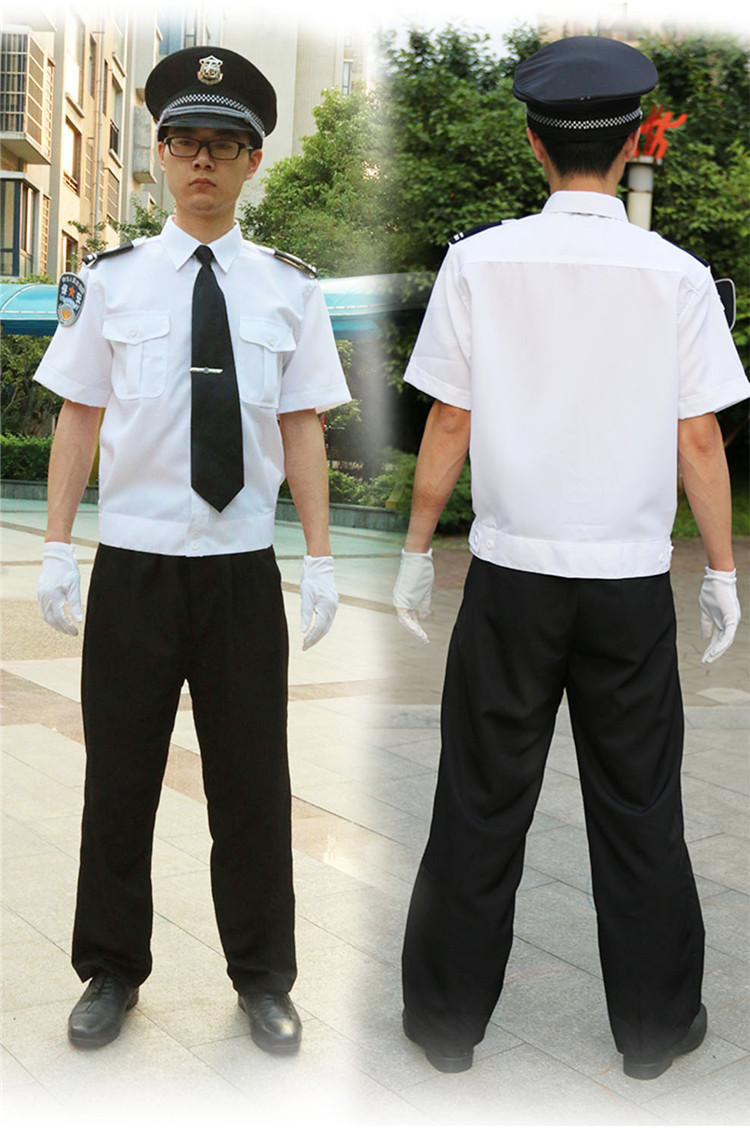 厂家批发白色保安短袖衬衣 夏季保安制服 酒店保安夏装白色衬衫