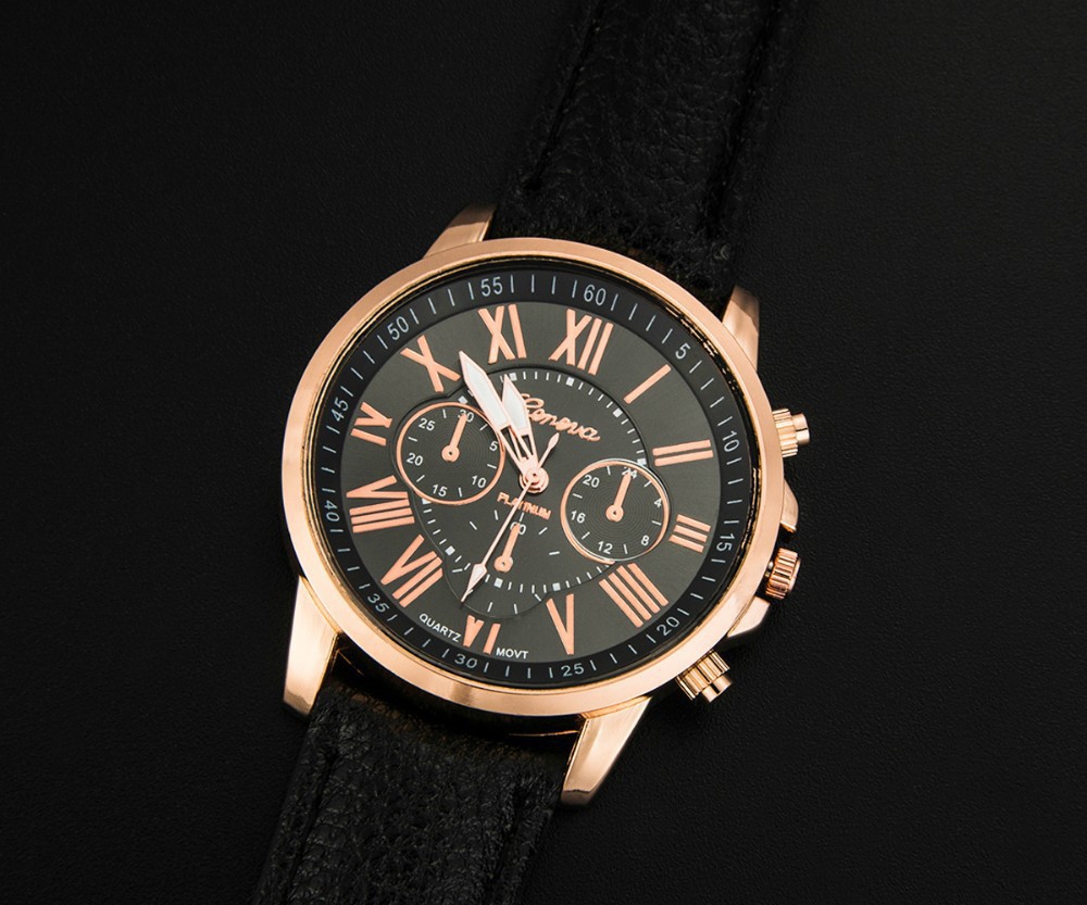 外贸ebay速卖通 休闲时尚皮带男士手表 罗马数字表盘现货批发