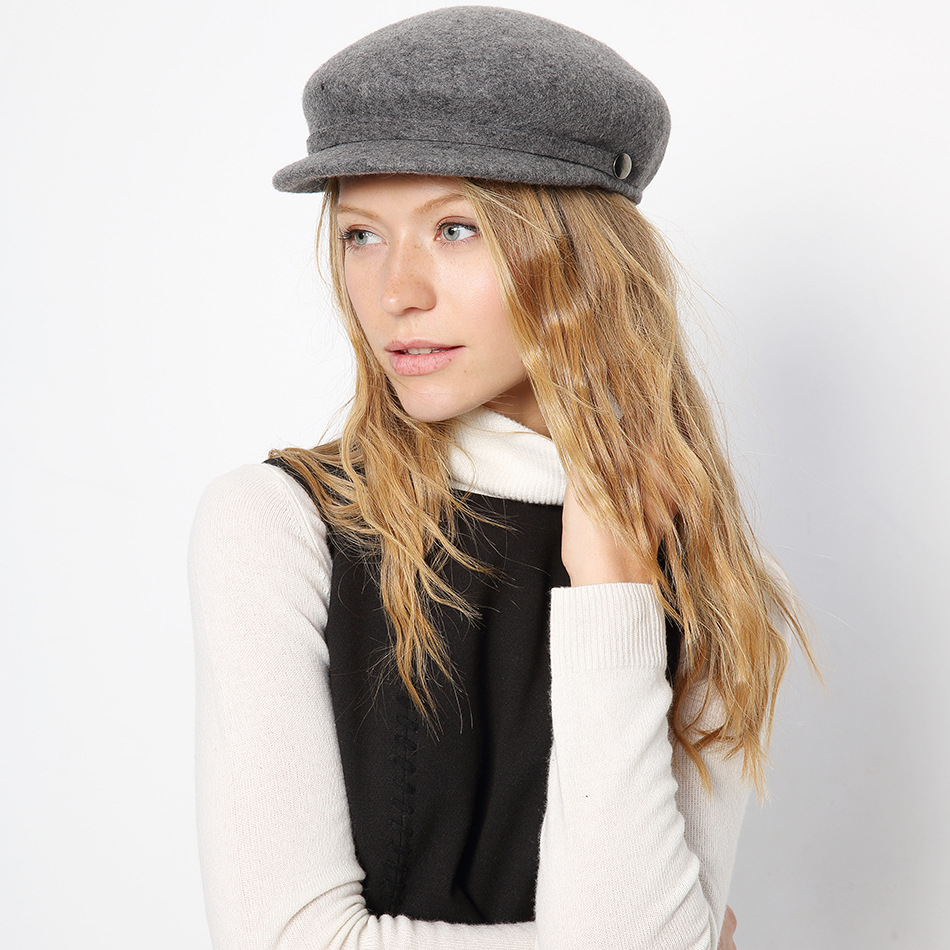 16秋冬新款欧美字母羊毛呢潮复古帽子女士英伦鸭舌帽骑士马术帽