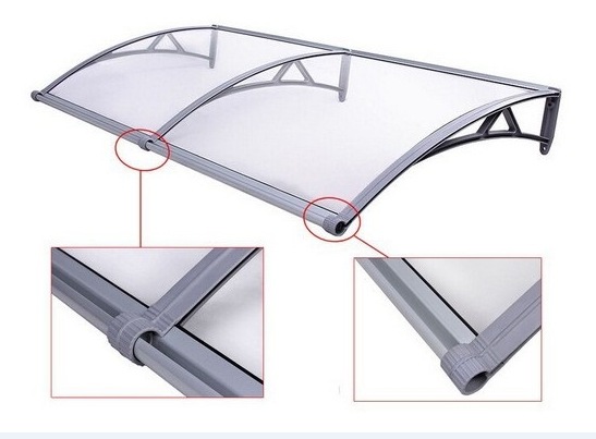 户外漏水款支架雨棚高档pc板带水槽款遮阳棚