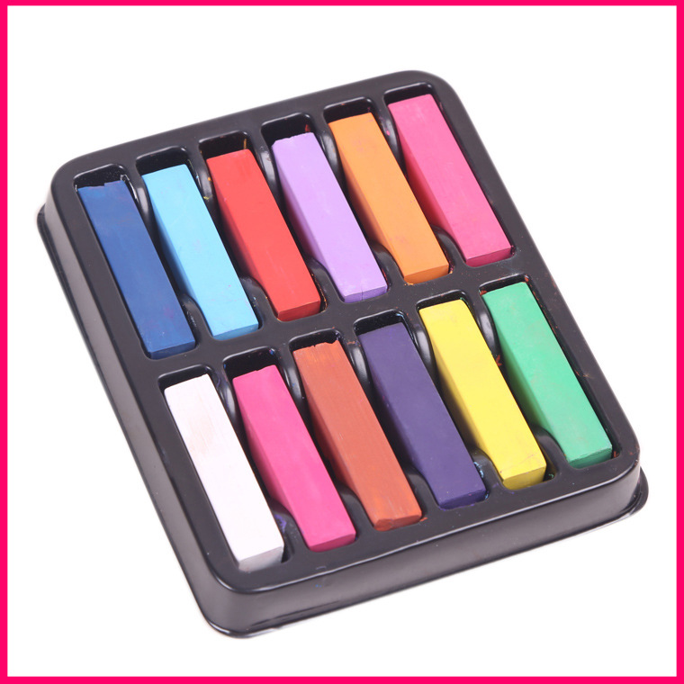 美妆用品短支12色一次性染发膏 染发粉笔一件代发外贸