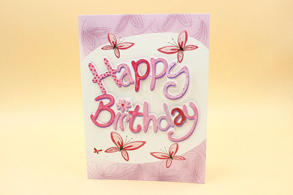 厂家批发供应新款生日音乐贺卡批发可爱创意烫银字立体卡片特价