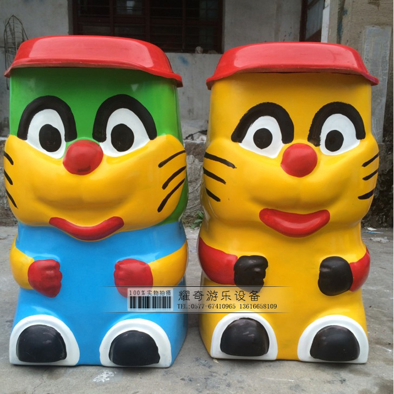 黑猫玻璃钢垃圾桶户外环卫垃圾桶社区小区垃圾桶幼儿园