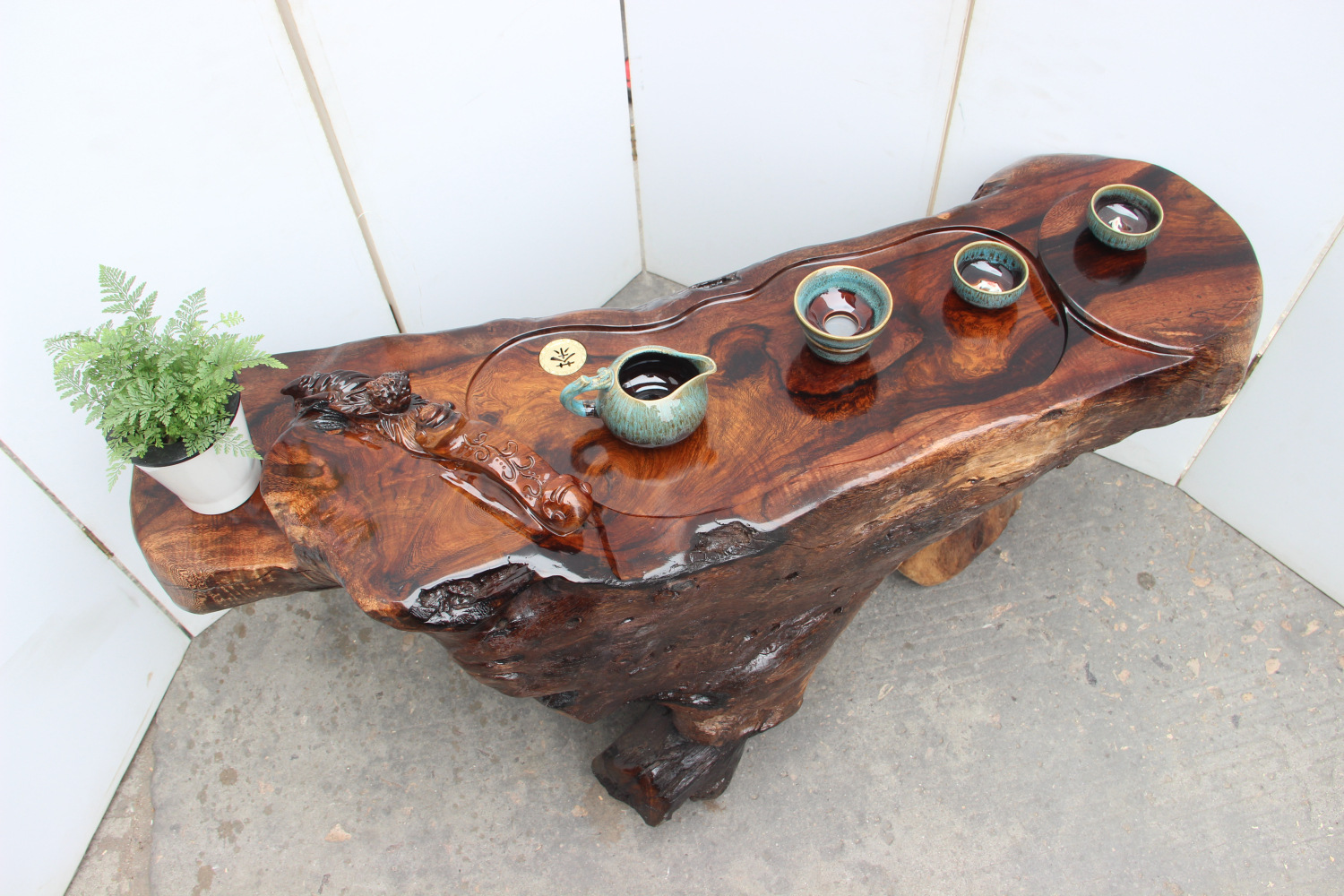 鸡翅木根雕茶几 原木树桩雕刻茶桌实木树头茶海功夫茶艺 树根茶台