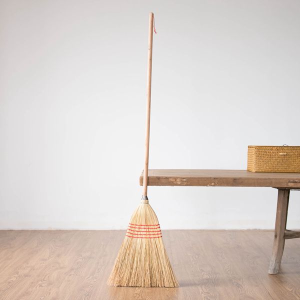 源头工厂批发高粱草按木柄大扫把庭院扫把扫帚长柄大笤帚室外扫帚