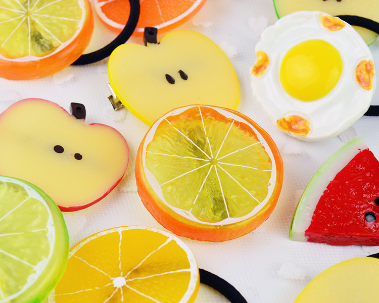 森系发饰软妹发夹 水果发圈 西瓜发夹 柠檬小清新 水果柠檬发夹