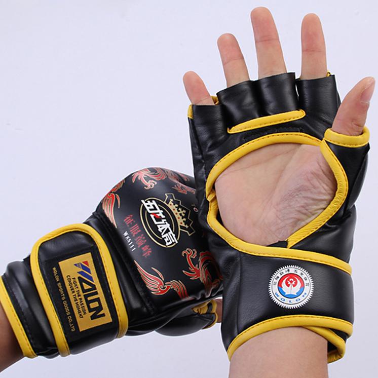 正品五龙mma分指手套拳击格斗散打龙纹半指搏击拳套成人