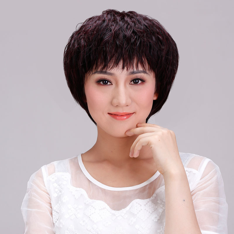 真人发中老年女式妈妈假发短发假发女士老年发真发