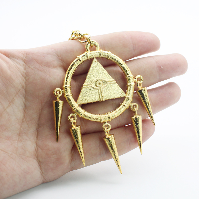 周边游戏王升级版磨砂黄金项链挂件游戏王千年积木智慧轮饰品挂扣